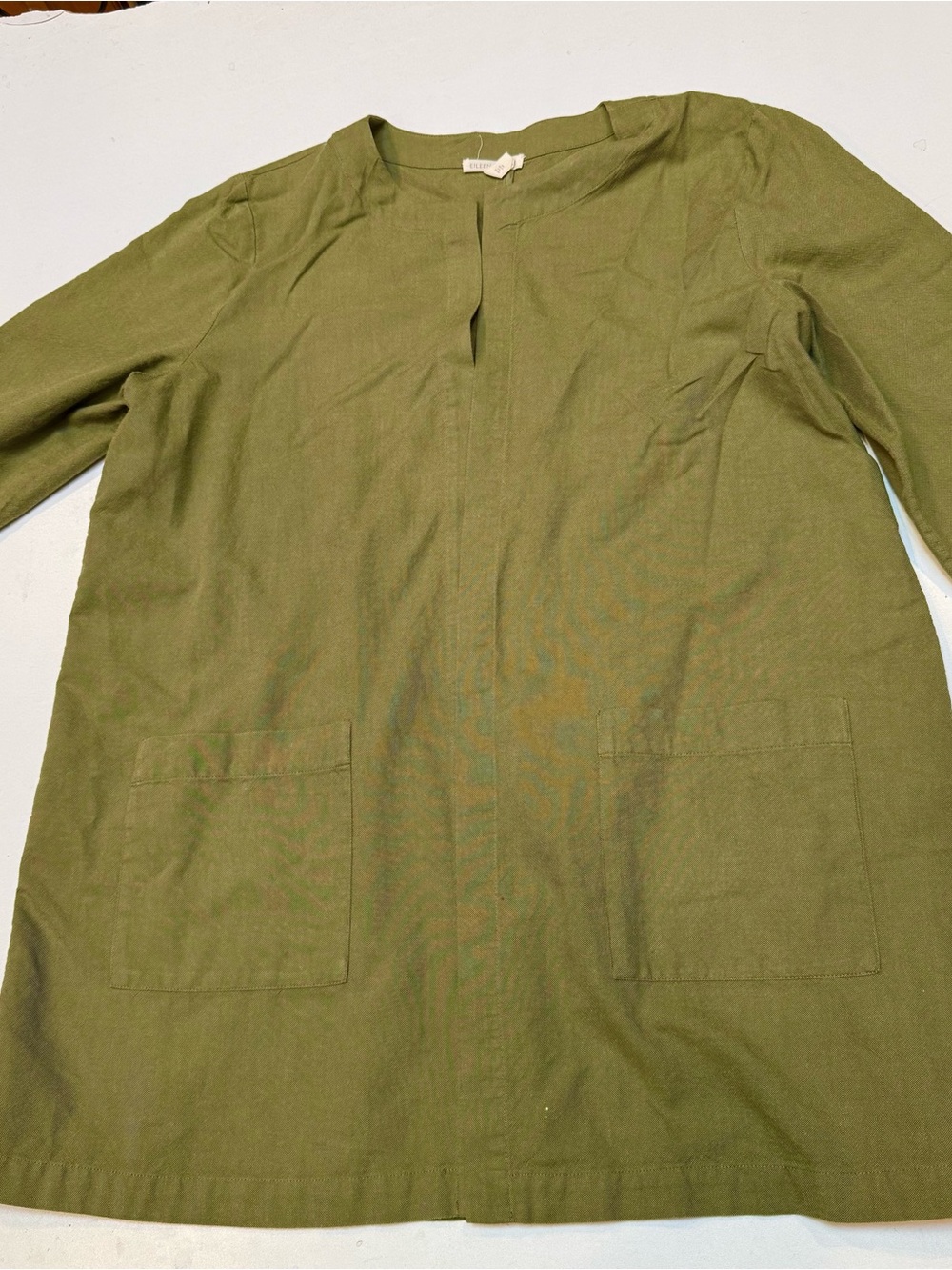 Eileen Fisher Olive Green Longline Tunic Shirt